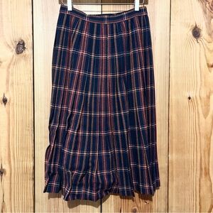 Vintage LUBA Plaid Midi Skirt | Navy Red Yellow | Size 10